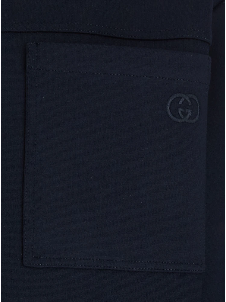 Blue Jacket with Front Closure and GG logo detail in cotton jersey men alternative