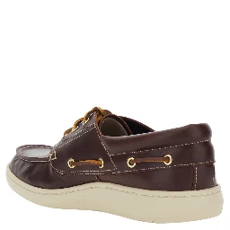 Portofino Pier Bordeaux Loafers with Contrast Stitching and Laces in Leather for Men