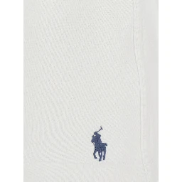 White Bermuda Shorts with elasticated waist and drawstring and Pony embroidery on the front in cotton for men