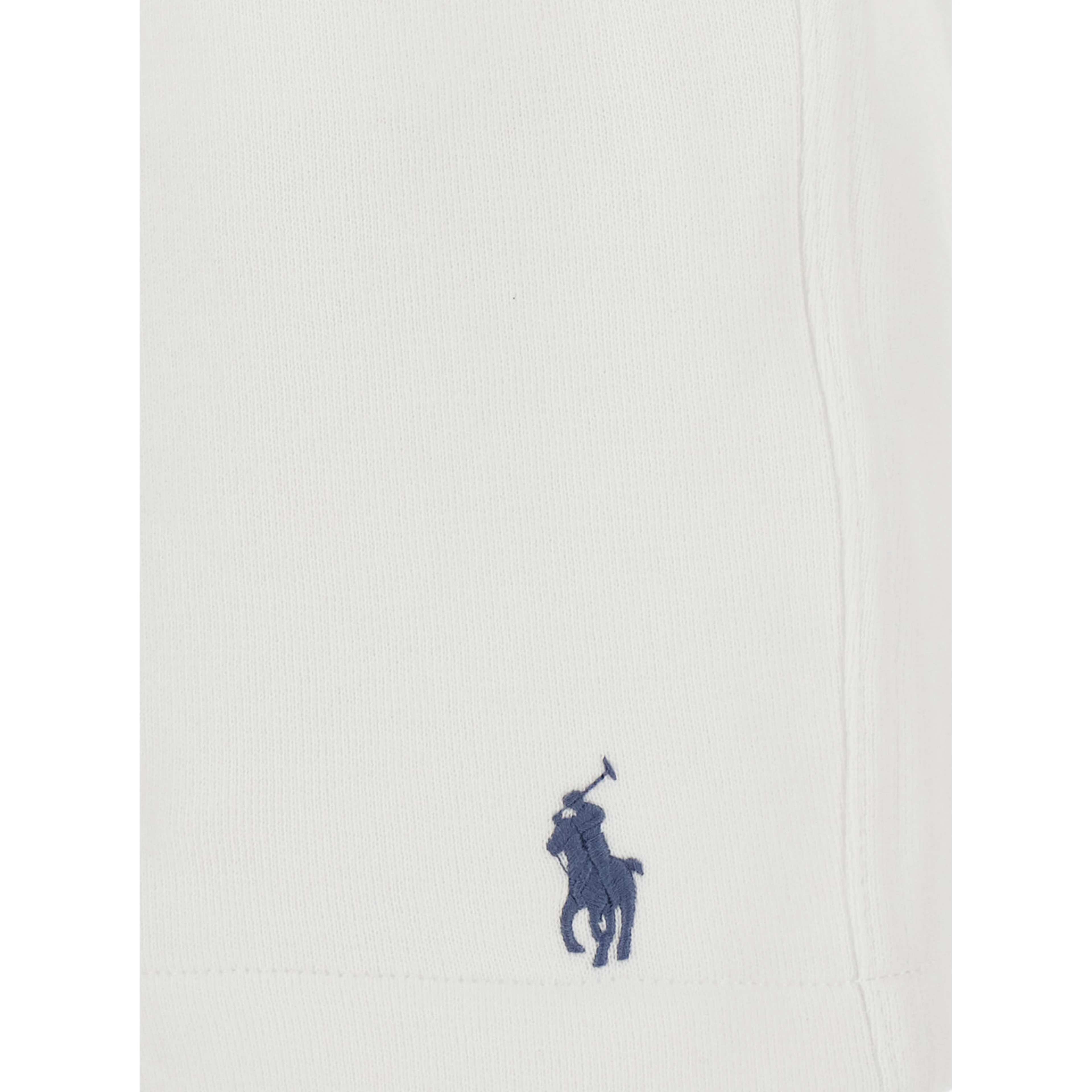 White Bermuda Shorts with elasticated waist and drawstring and Pony embroidery on the front in cotton for men