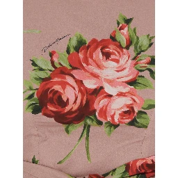 Pink Dress with Floral Print and Zip Closure at the Back in Cotton for Women