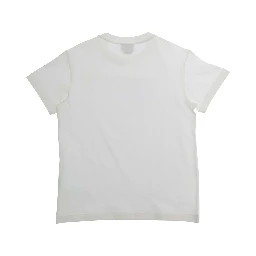 White Crew Neck T-Shirt with Logo Lettering on the Front in Cotton for Kids