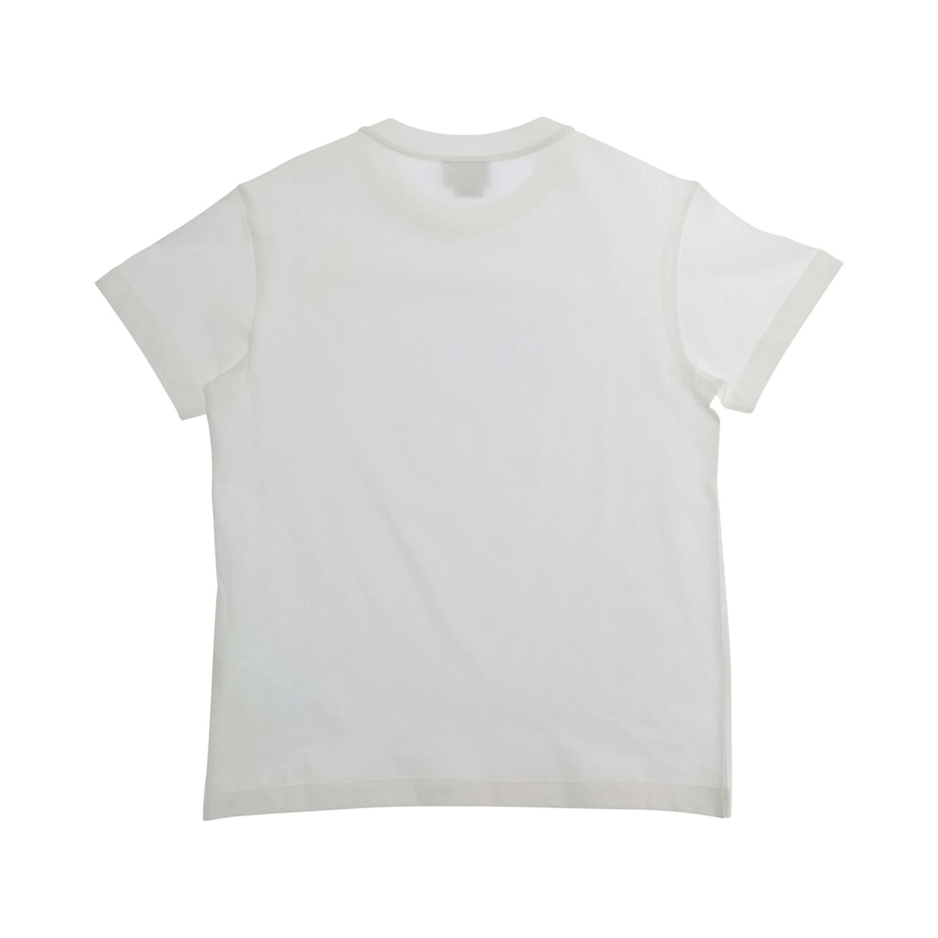 White Crew Neck T-Shirt with Logo Lettering on the Front in Cotton for Kids