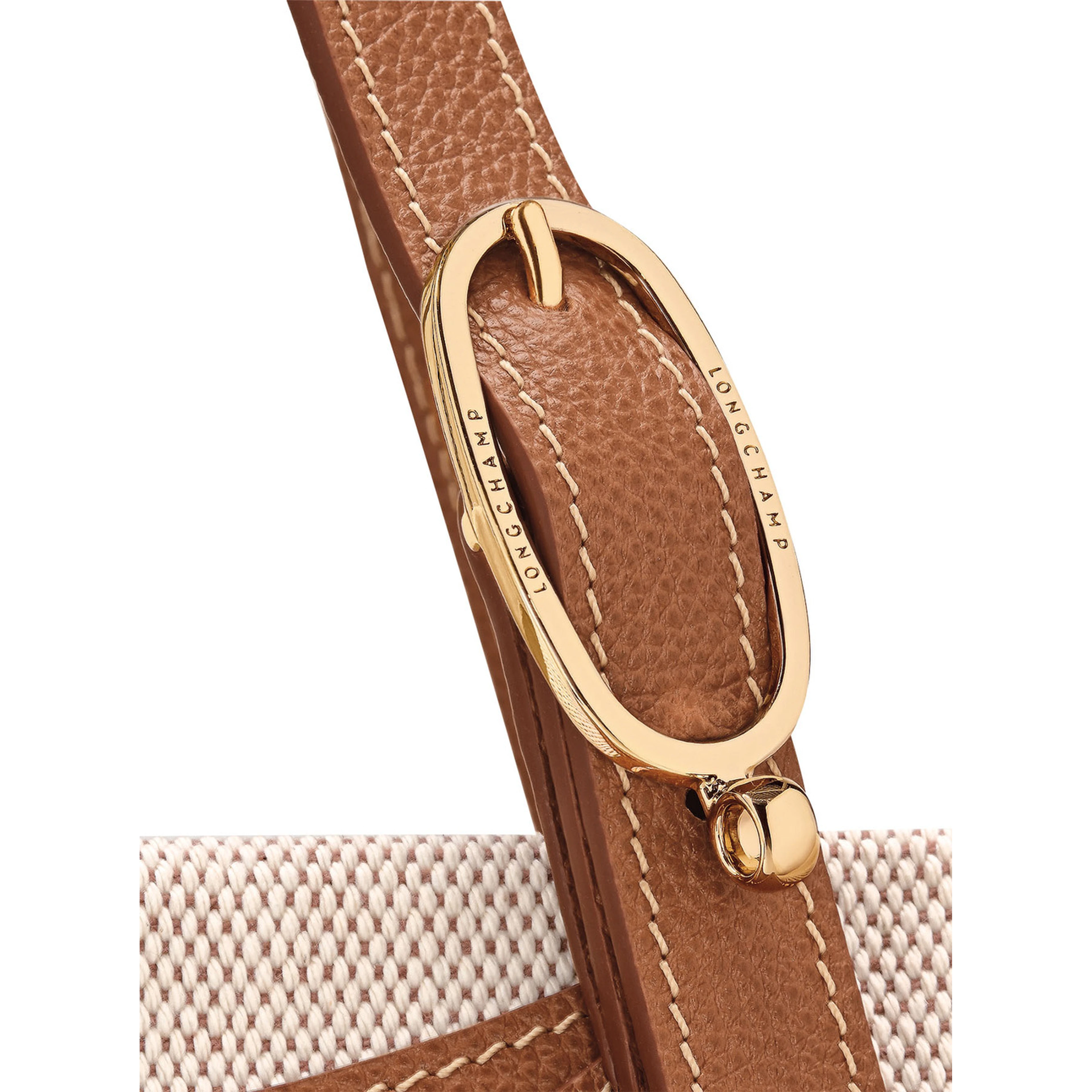 Le Foulonné Toile Brown Shoulder Bag with Adjustable Handle and Logo Lettering on the Front in Leather and Canvas for Women