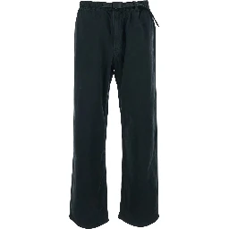 black Pants with elasticated waist and belt in cotton Man
