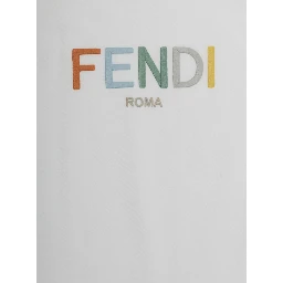 White Crew Neck T-Shirt with Logo Lettering on the Front in Cotton for Kids