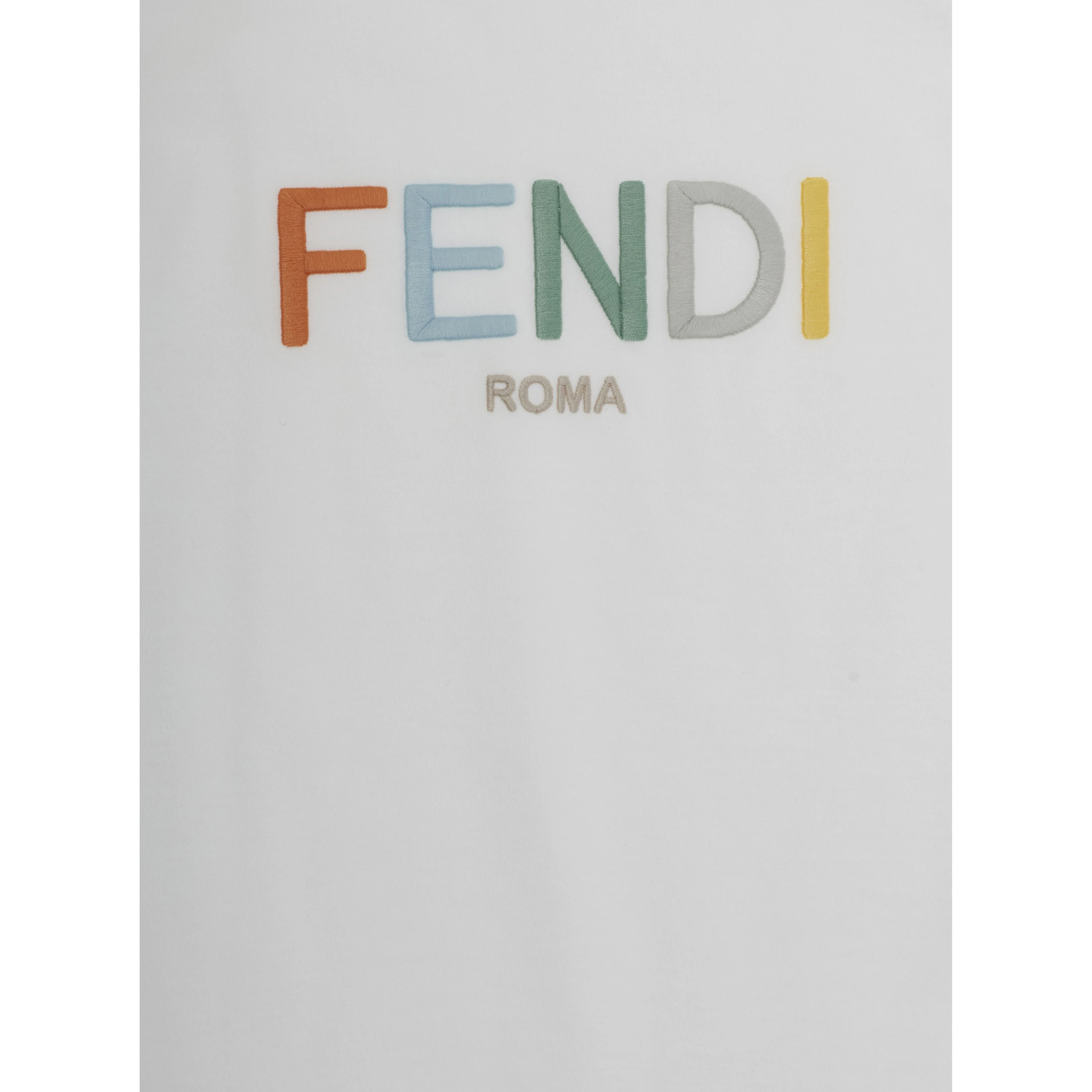 White Crew Neck T-Shirt with Logo Lettering on the Front in Cotton for Kids