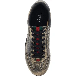 Elan Black Low Top Sneakers with Web Detail on Tongue and Heel in Suede for Women