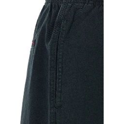 black Pants with elasticated waist and belt in cotton Man