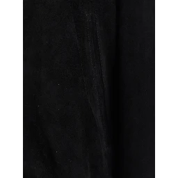 Black Jacket with High Collar and Button Closure in Suede for Men