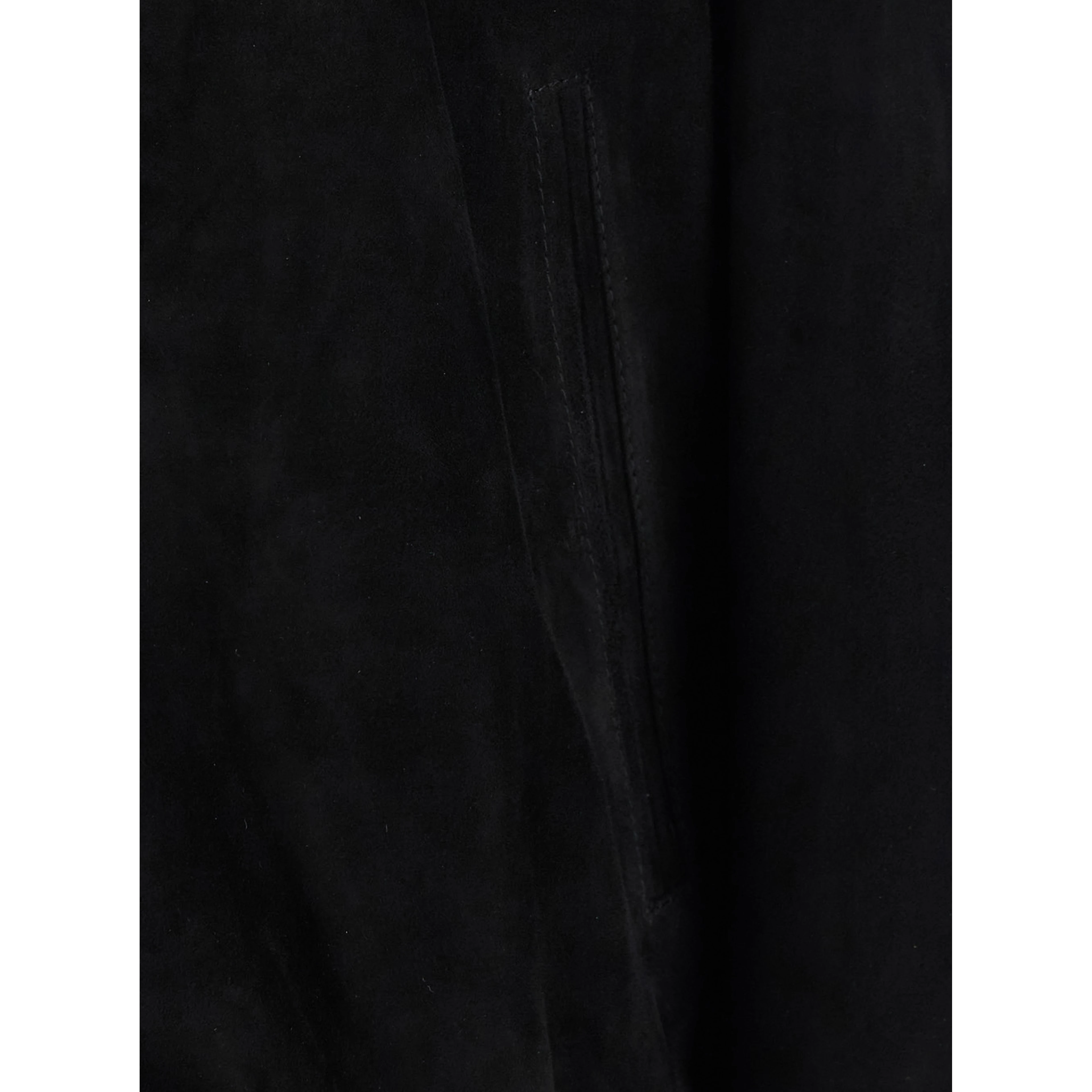Black Jacket with High Collar and Button Closure in Suede for Men