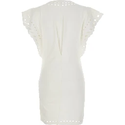 Orlane White Dress with Round Neck and Sangallo Details  in Cotton for Woman