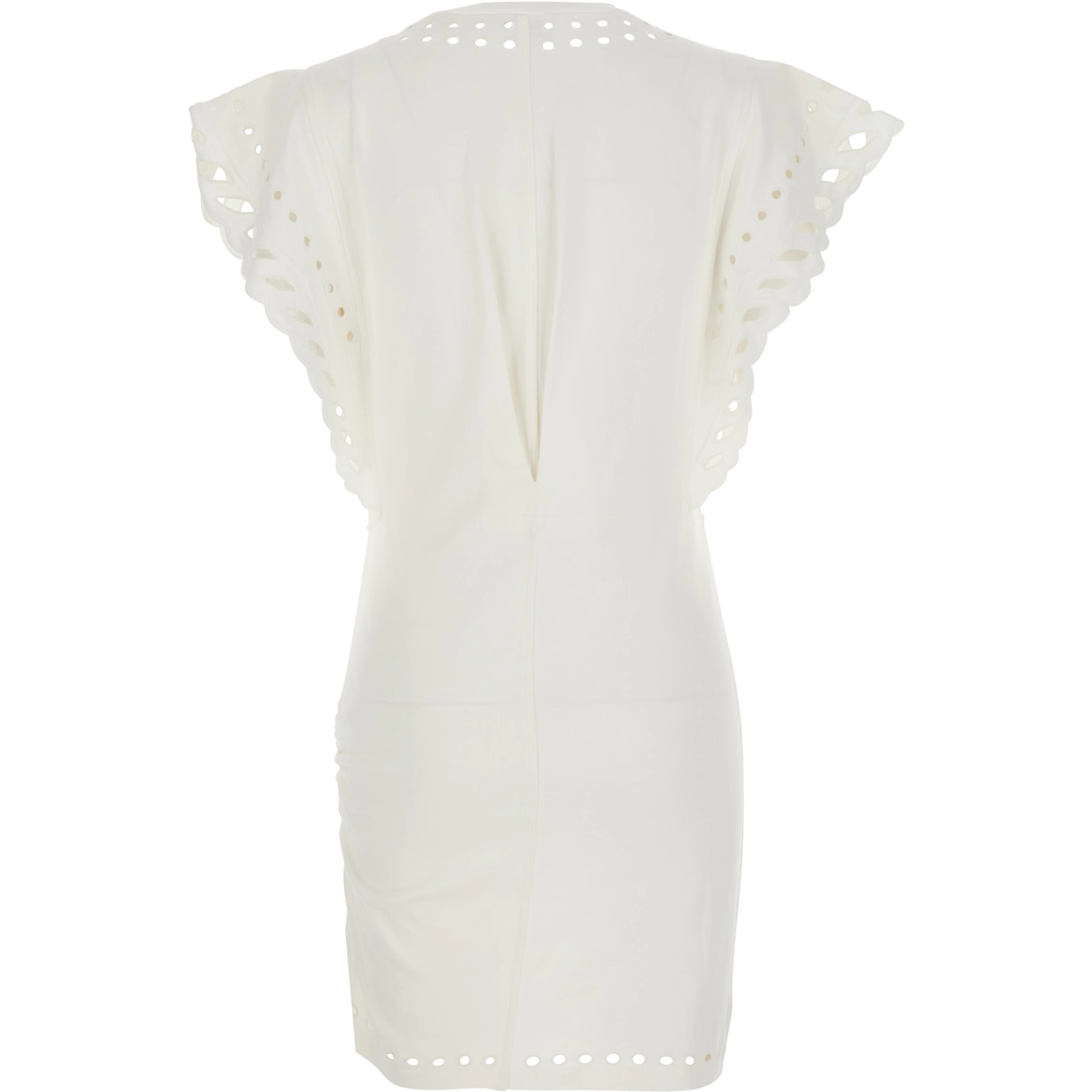 Orlane White Dress with Round Neck and Sangallo Details  in Cotton for Woman