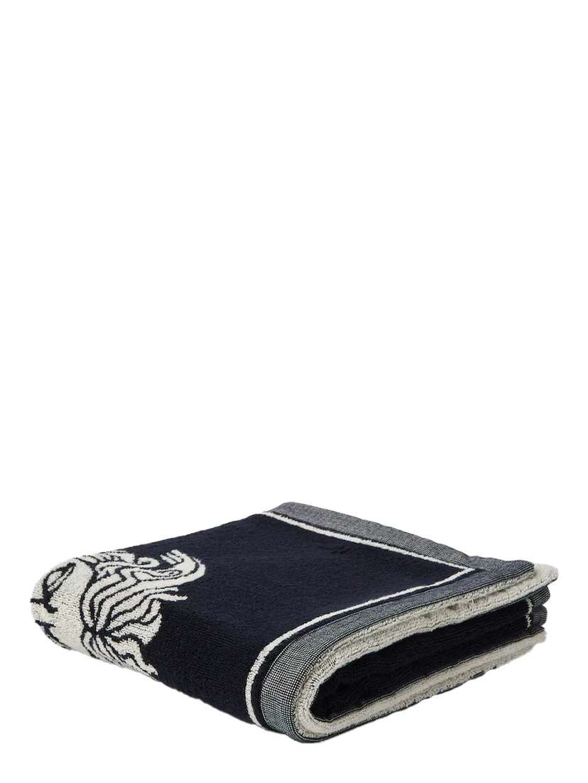 Sport Towel with Medusa Jacquard in Blue Cotton Unisex