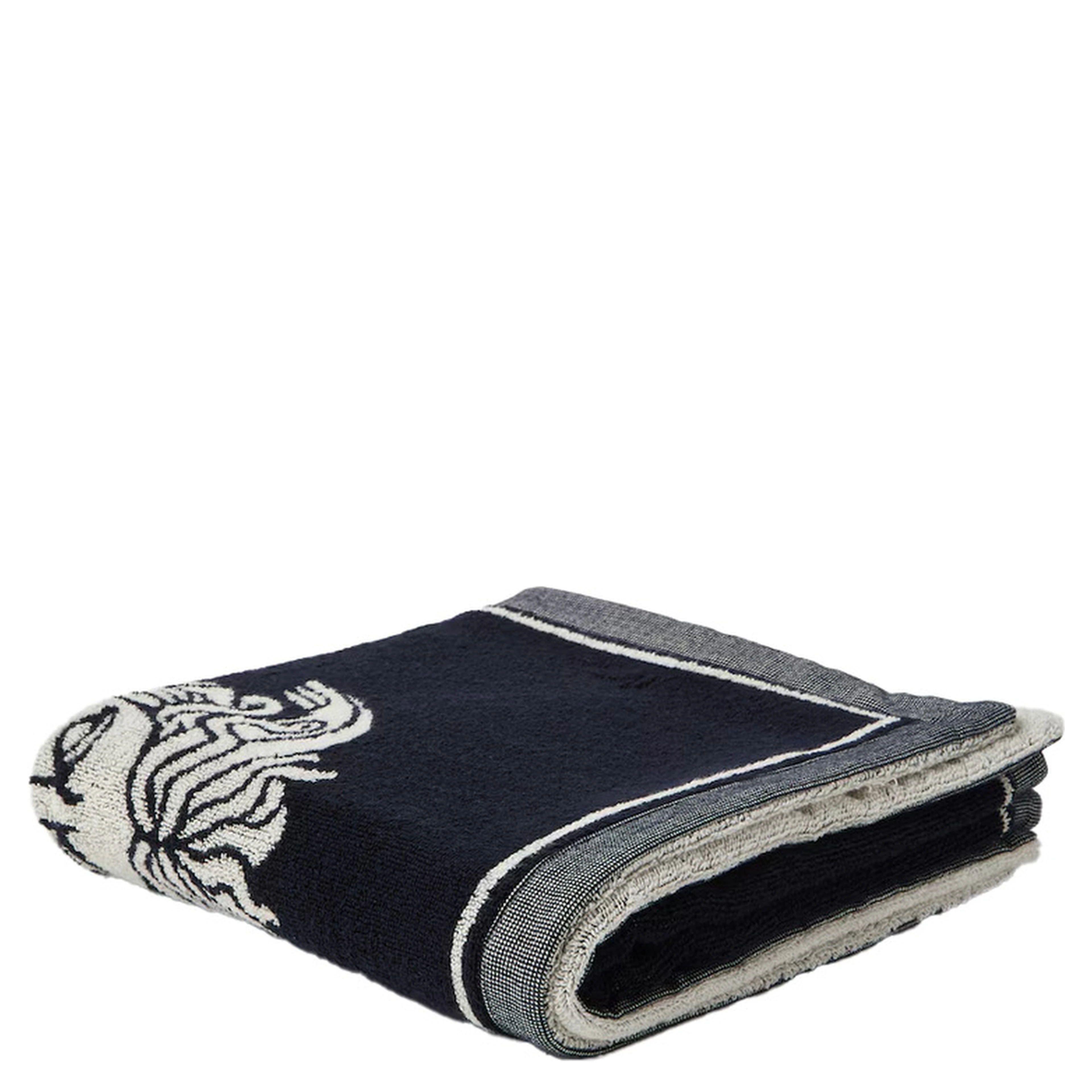 Sport Towel with Medusa Jacquard in Blue Cotton Unisex