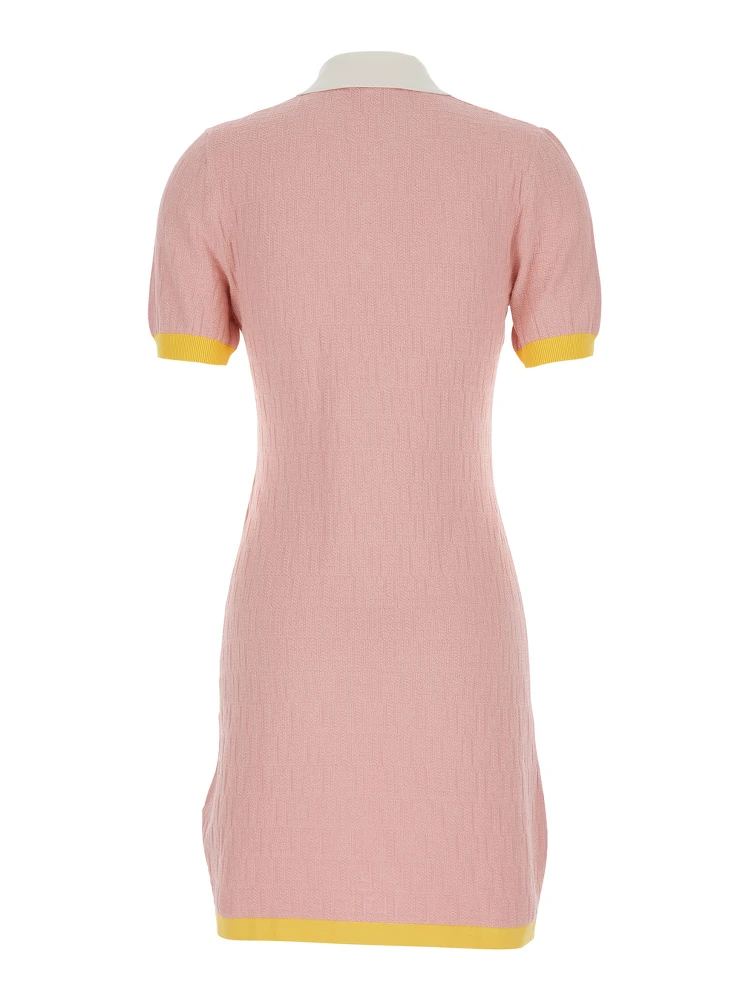 Pink dress with classic collar in cotton and silk blend for women alternative