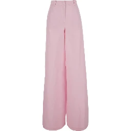 Pink Pants with logo lettering embroidery on the side and wide leg in cotton for women
