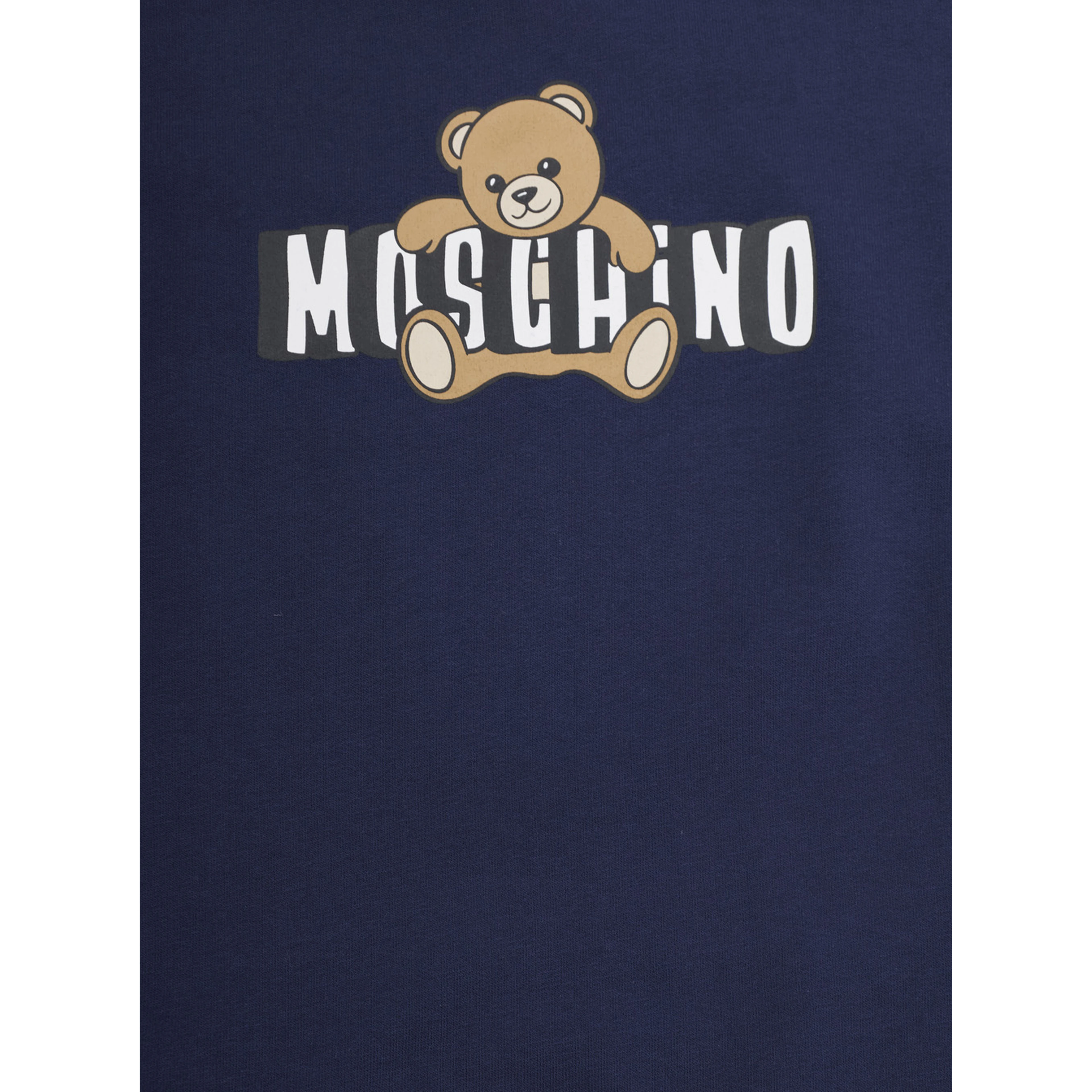 Blue Crew Neck Dress with Logo on the Front in Cotton Girl
