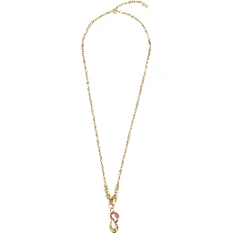 Gold-colored Necklace with chain design and front pendant in brass for women