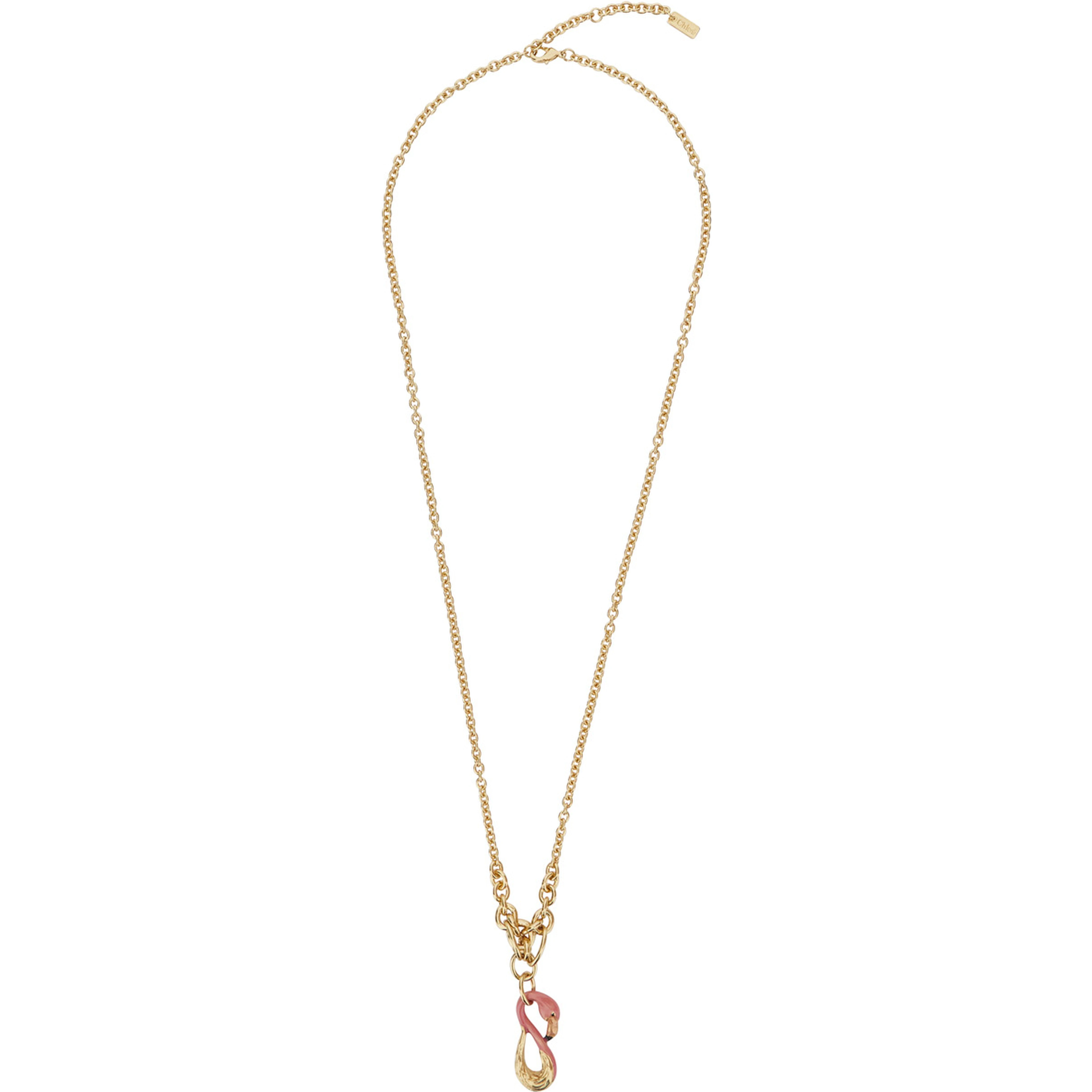 Gold-colored Necklace with chain design and front pendant in brass for women