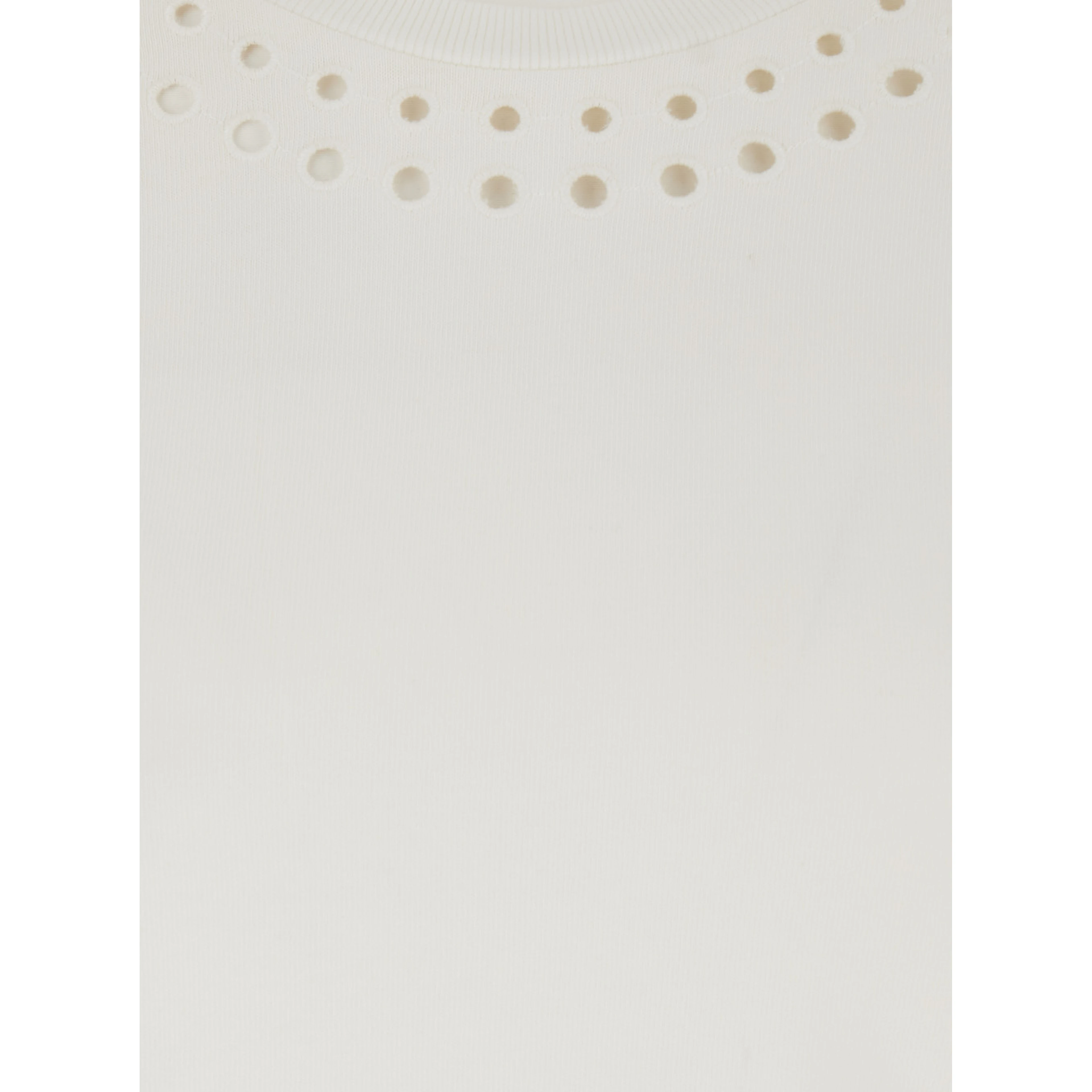 Orlane White Dress with Round Neck and Sangallo Details  in Cotton for Woman