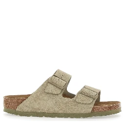 Arizona Beige Sandals with Rounded Toe and Buckle Closure in Suede for Men