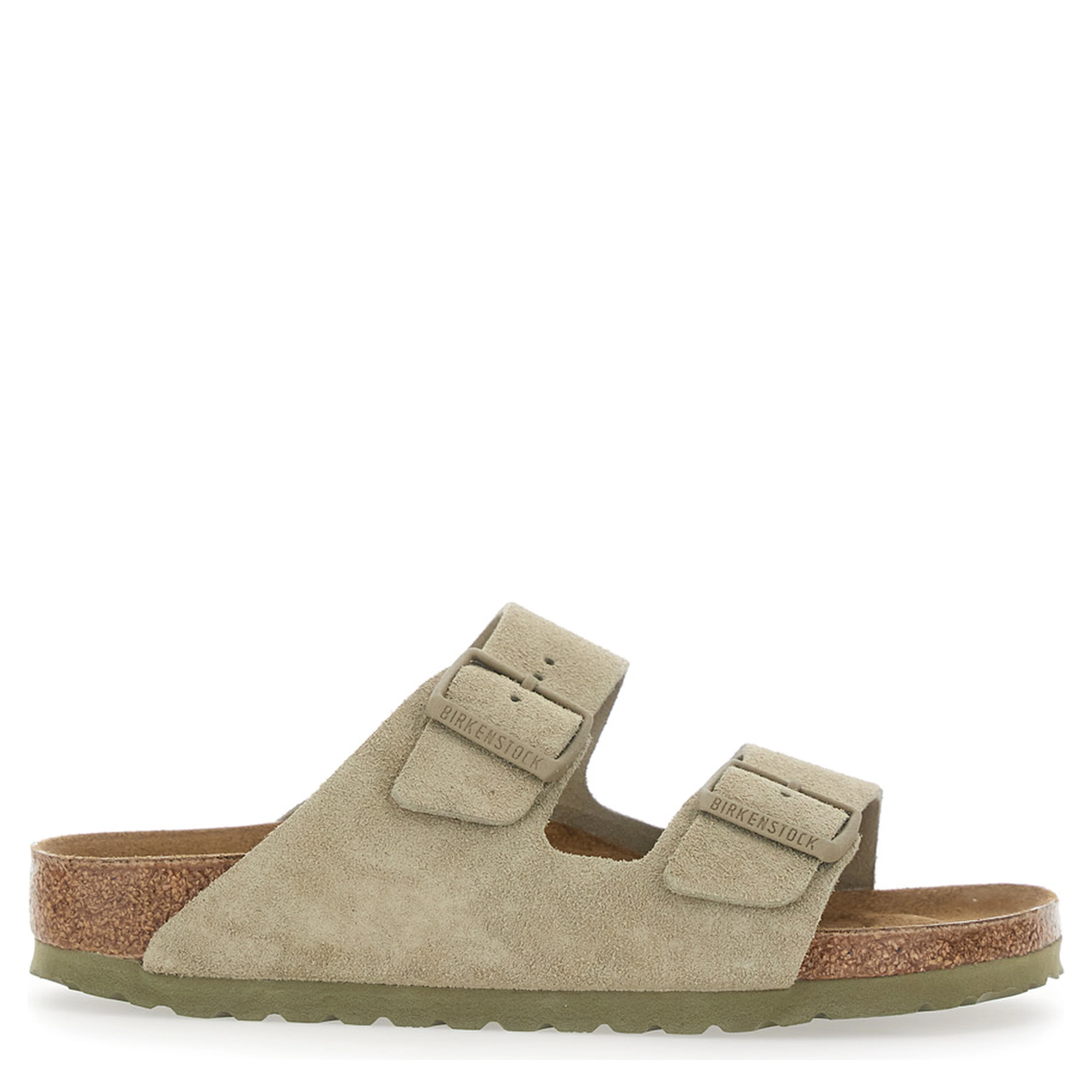 Arizona Beige Sandals with Rounded Toe and Buckle Closure in Suede for Men
