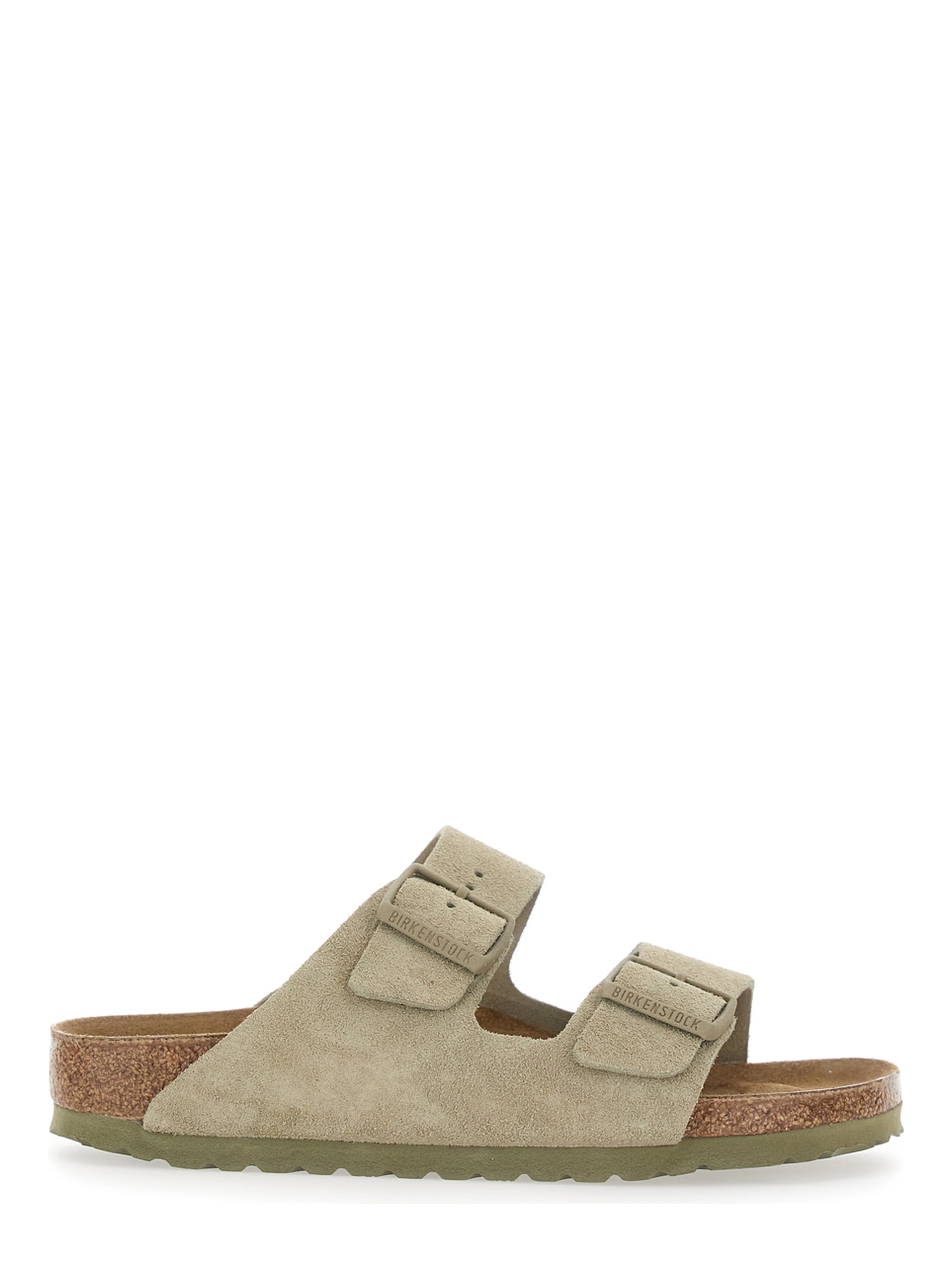 Arizona Beige Sandals with Rounded Toe and Buckle Closure in Suede for Men