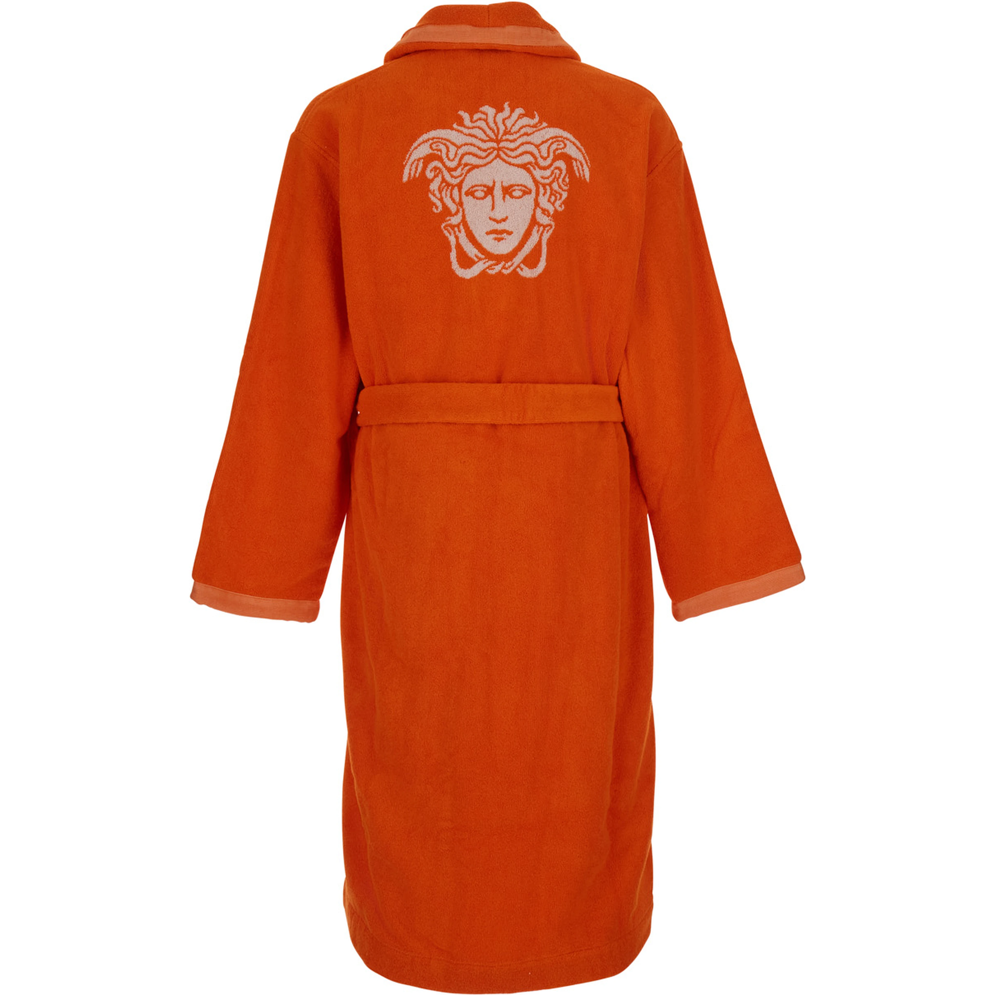 Bathrobe with Medusa Jacquard and orange cotton belt unisex