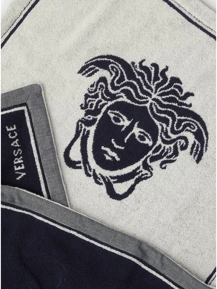 Sport Towel with Medusa Jacquard in Blue Cotton Unisex alternative