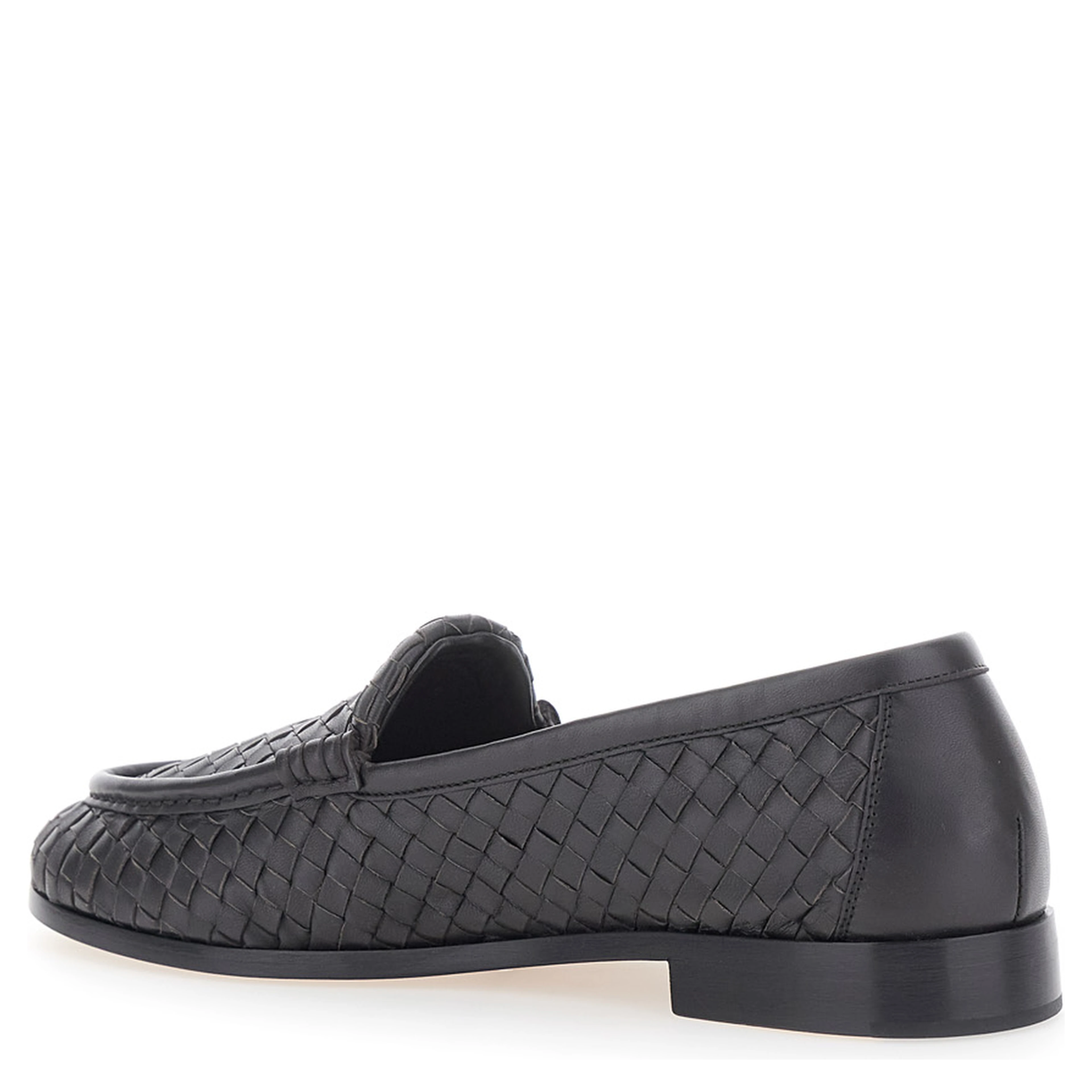 Silenzio Brown Loafers with Rounded Toe and Intreccio Motif in Leather for Men