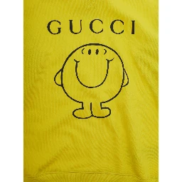 Yellow Hooded Sweatshirt with Fixed Hood and Logo on the Front in Cotton Boy