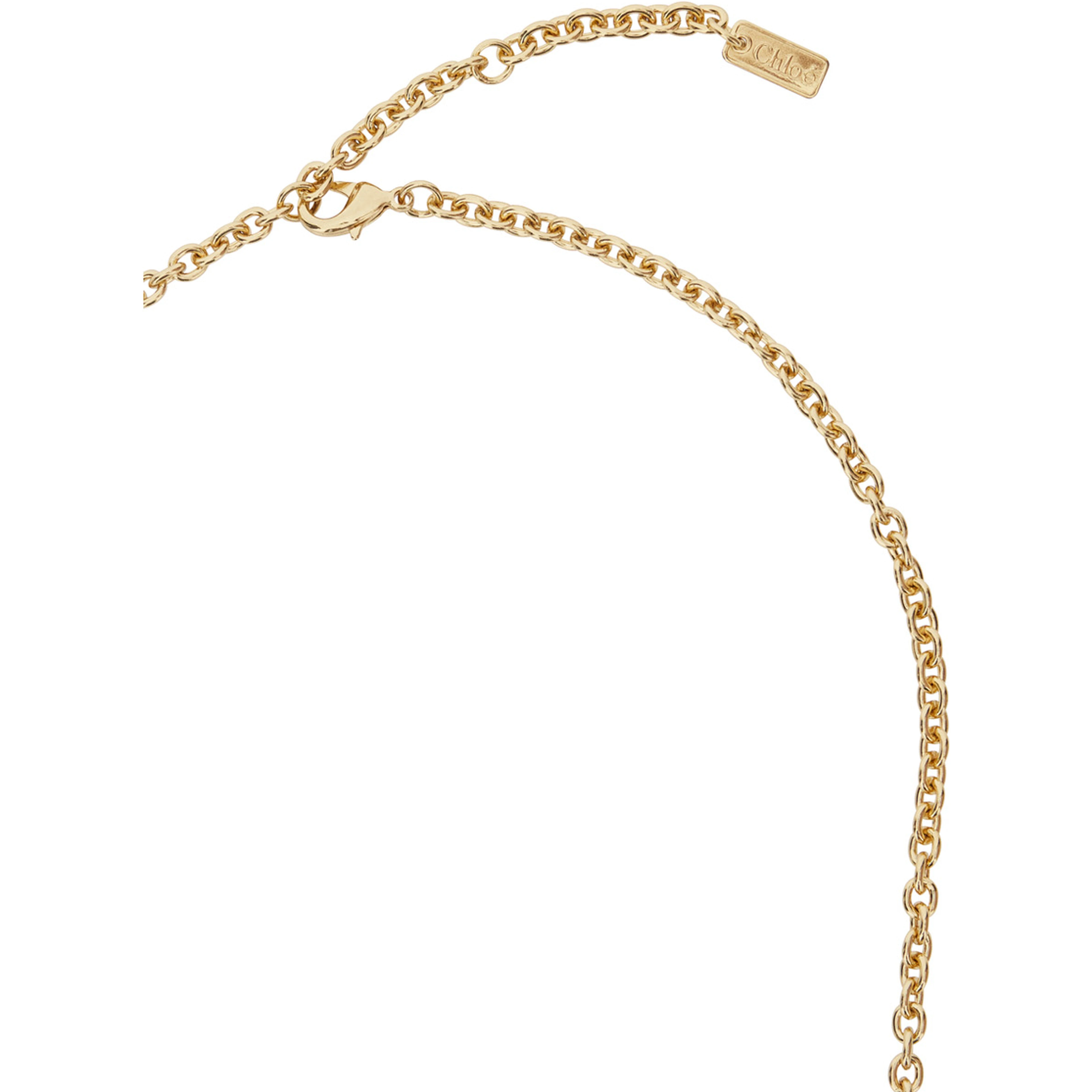 Gold-colored Necklace with chain design and front pendant in brass for women