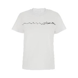 White Crew Neck T-Shirt with Logo Print on the Front in Cotton for Women