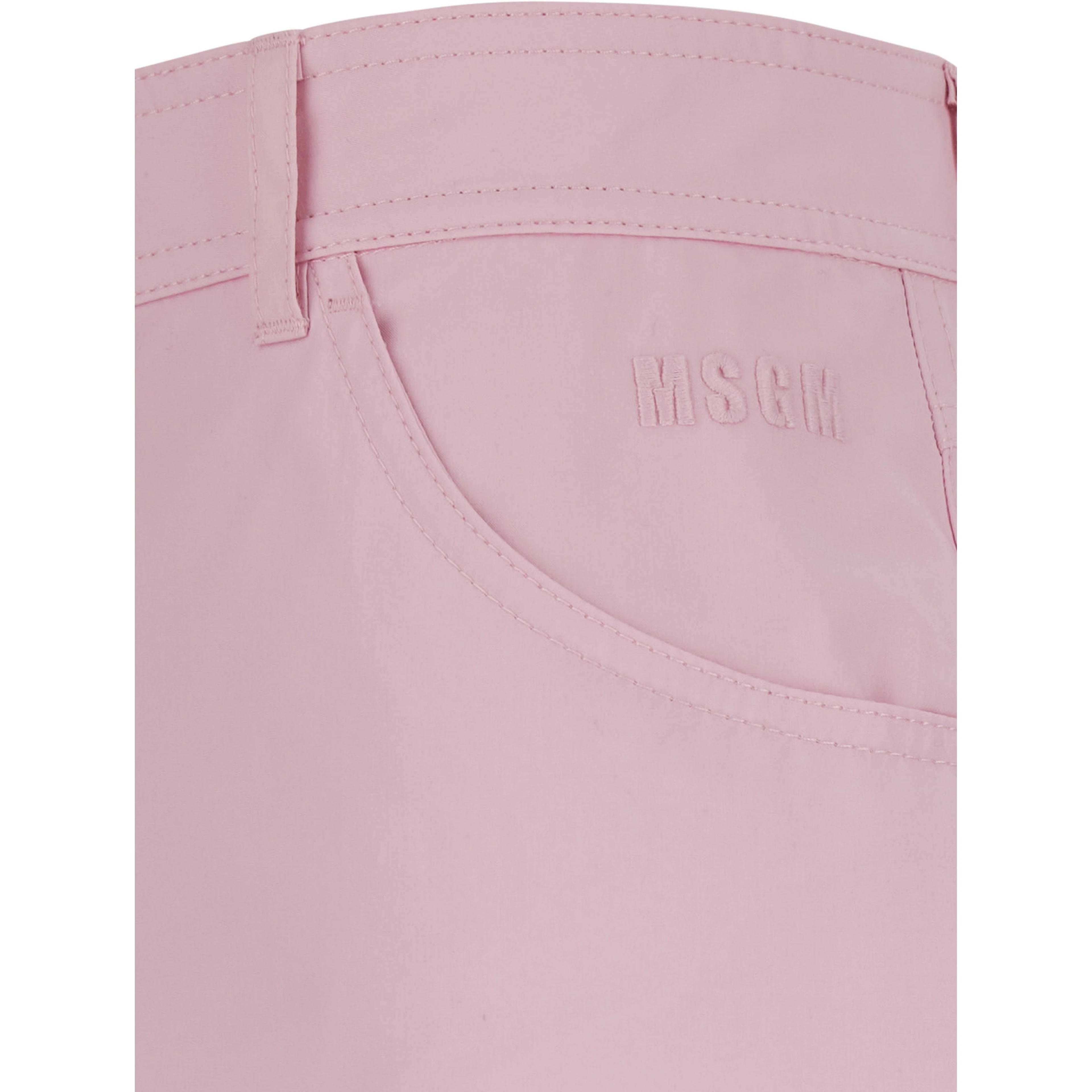 Pink Pants with logo lettering embroidery on the side and wide leg in cotton for women