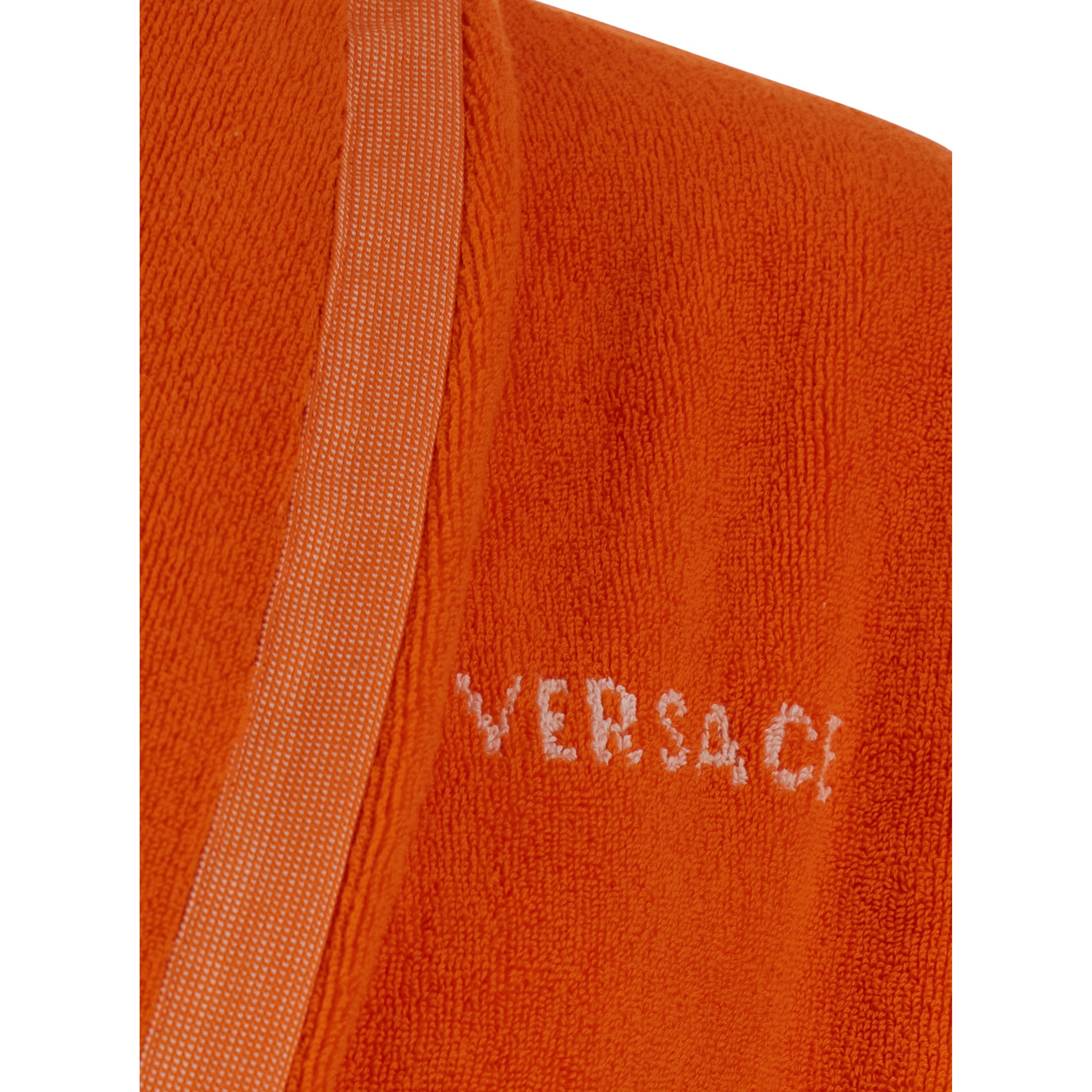 Bathrobe with Medusa Jacquard and orange cotton belt unisex