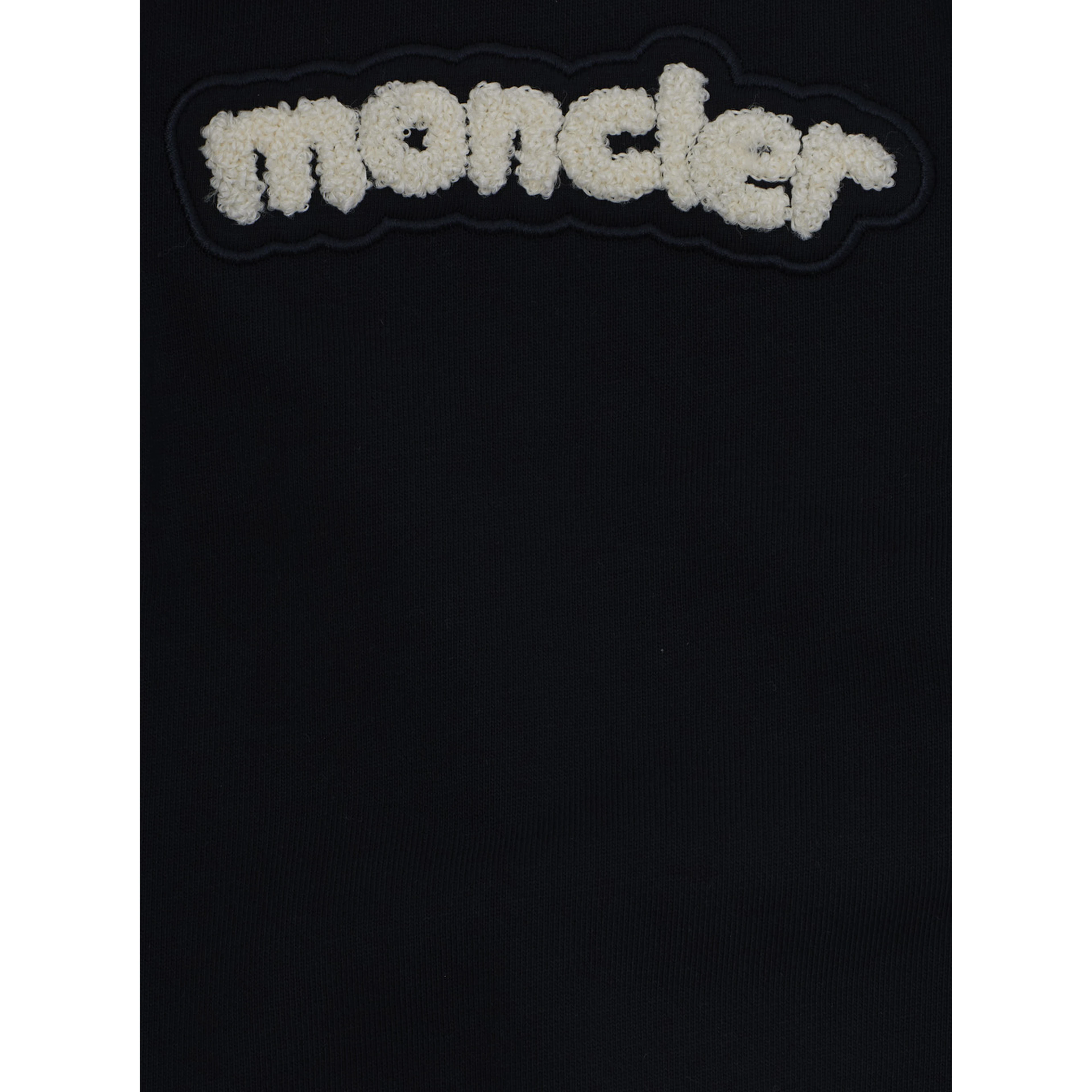 Blue Crew Neck Romper with Striped Sleeves and Logo Lettering on the Front in Cotton Baby