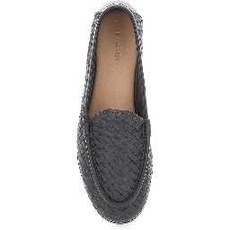 Silenzio Brown Loafers with Rounded Toe and Intreccio Motif in Leather for Men
