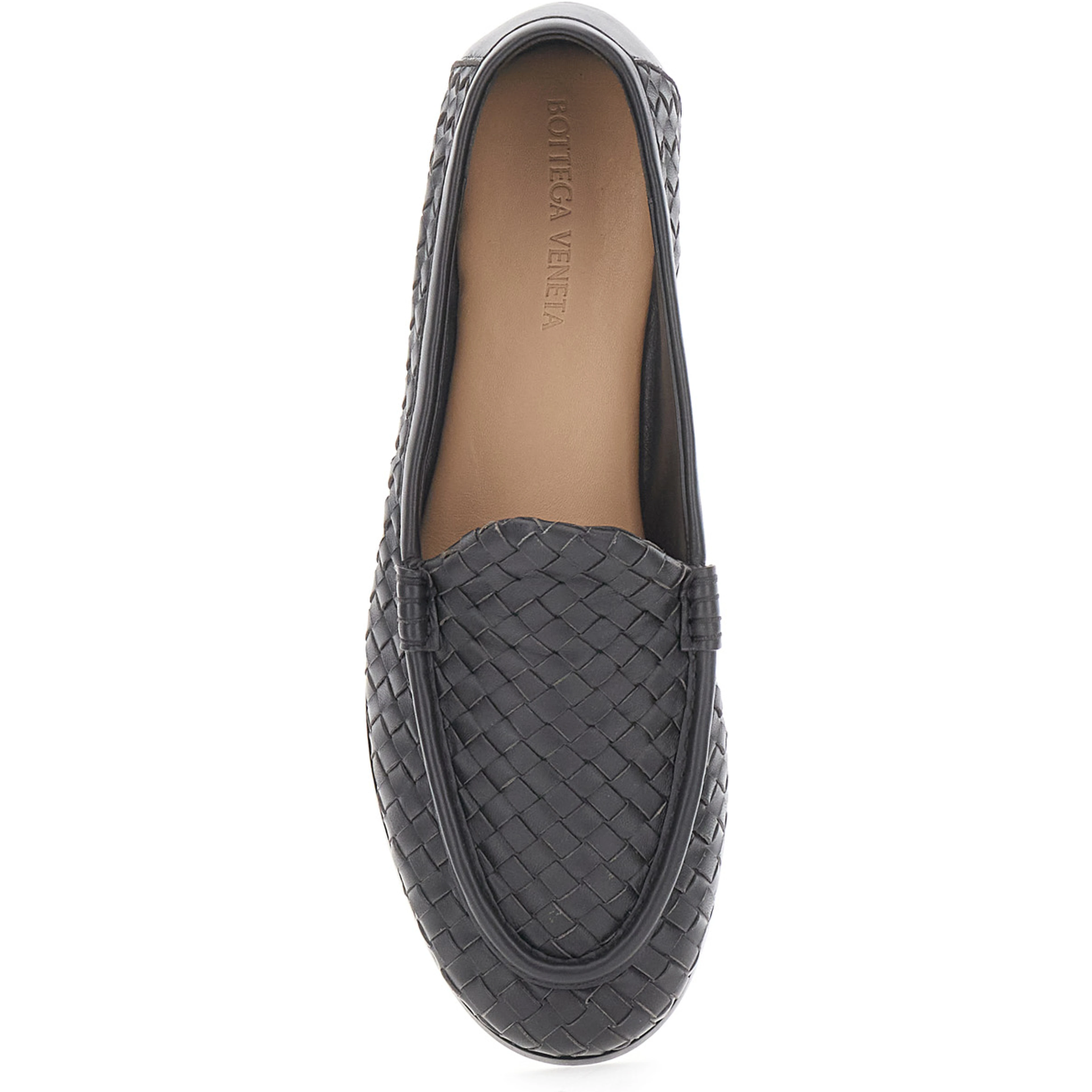 Silenzio Brown Loafers with Rounded Toe and Intreccio Motif in Leather for Men