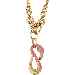 Gold-colored Necklace with chain design and front pendant in brass for women