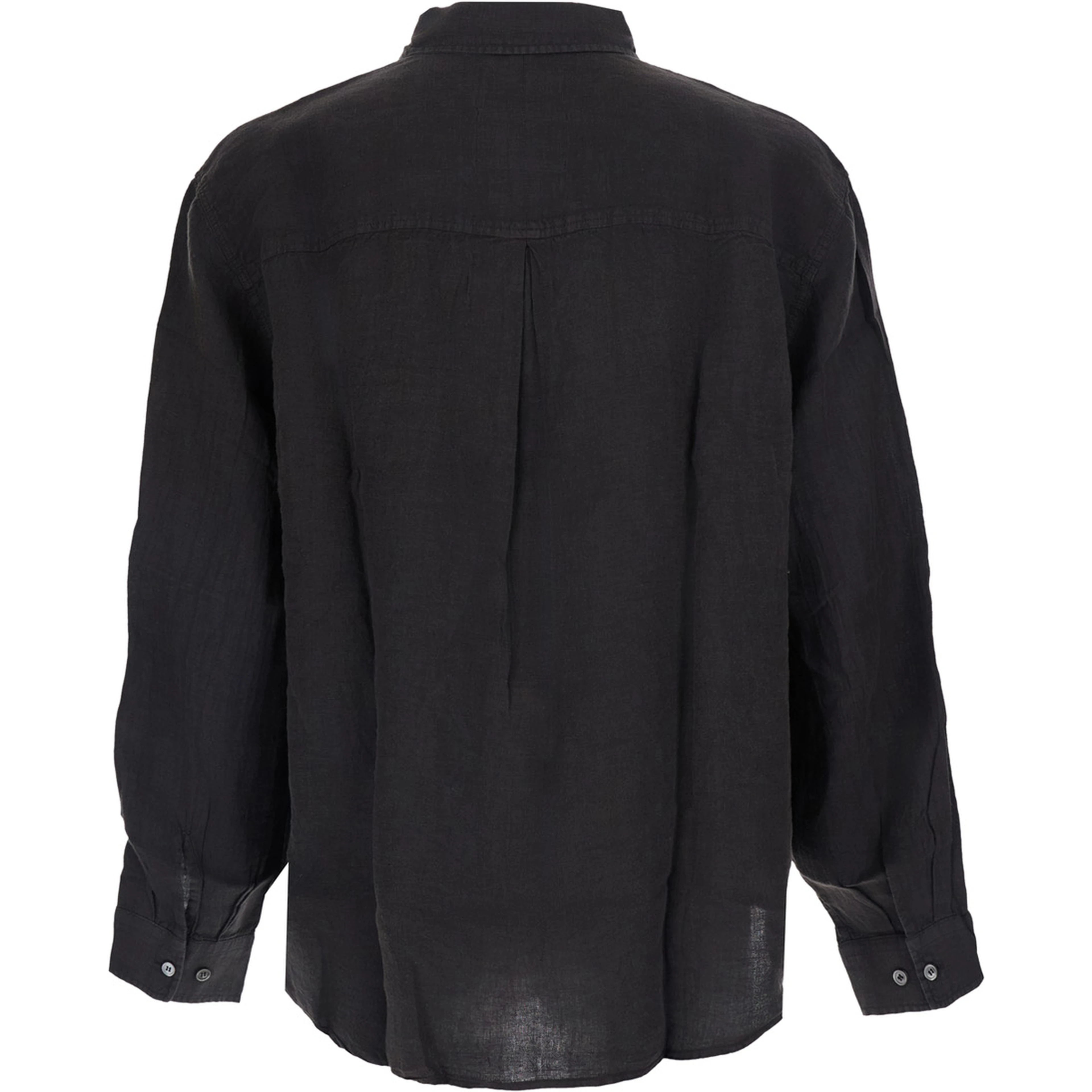 Gray Oversized Shirt with Button-Down Collar in Linen for Men