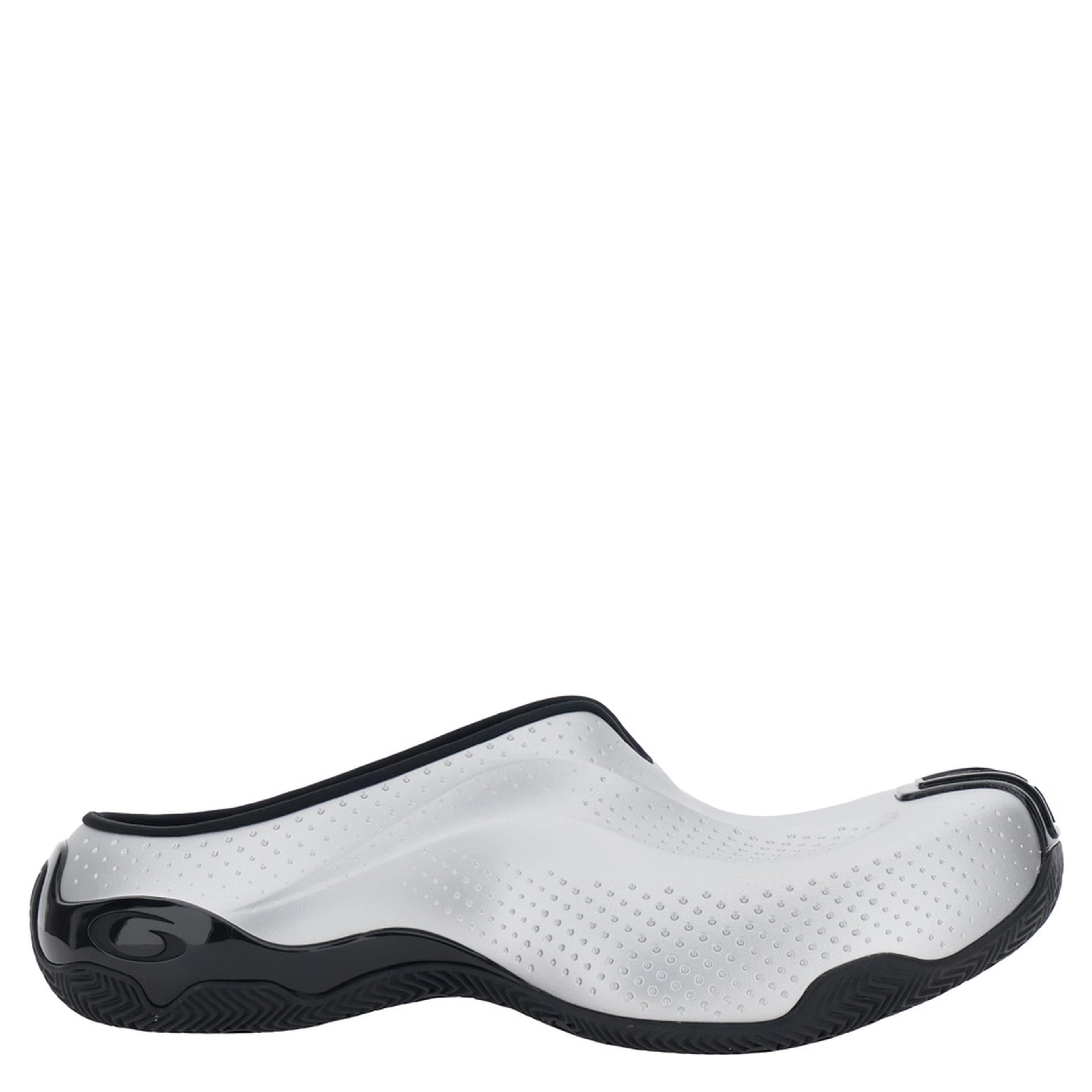 Grey mules with logo on the side and number on the front and back in tech fabric man