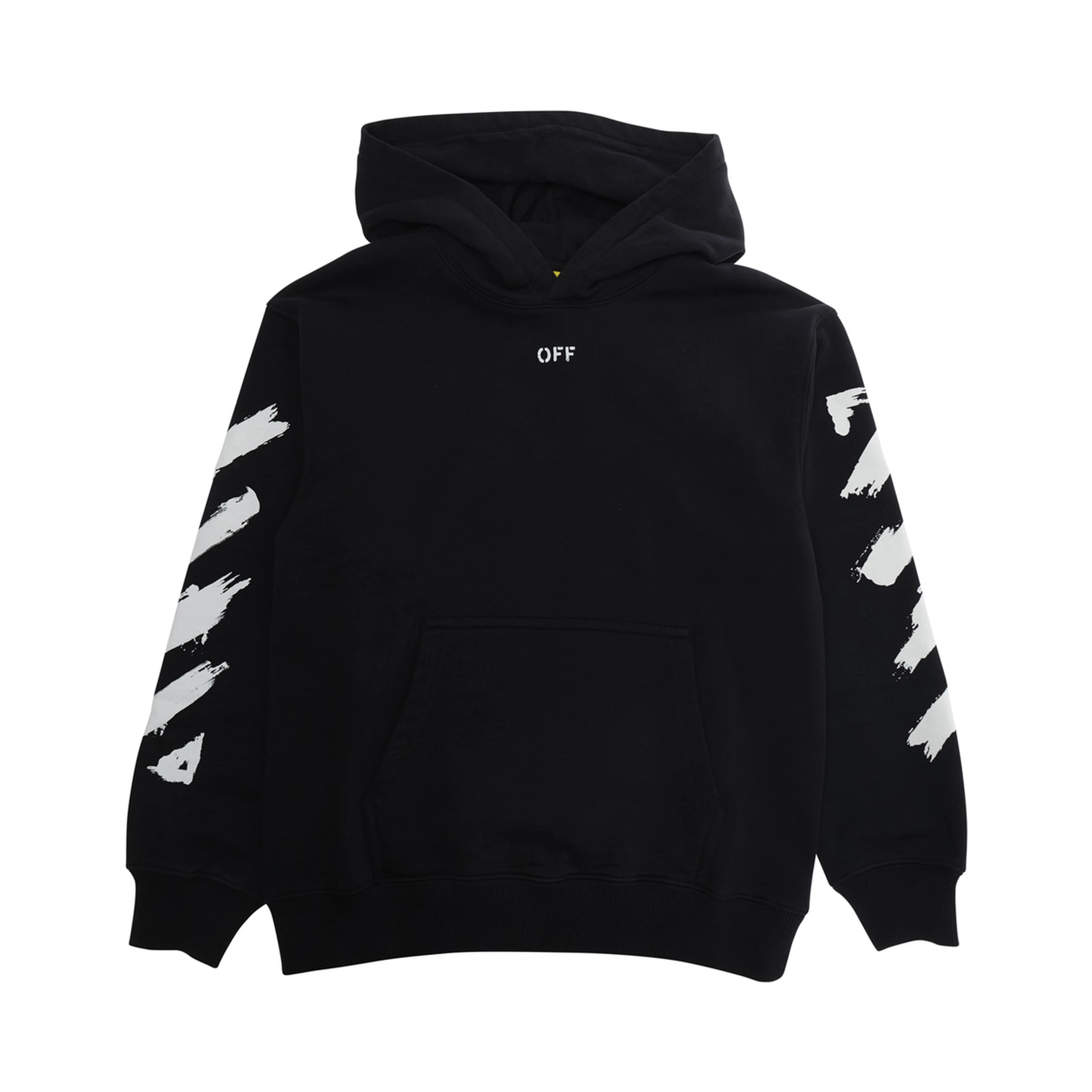 Black Hoodie with Printed Logo in Cotton Boy