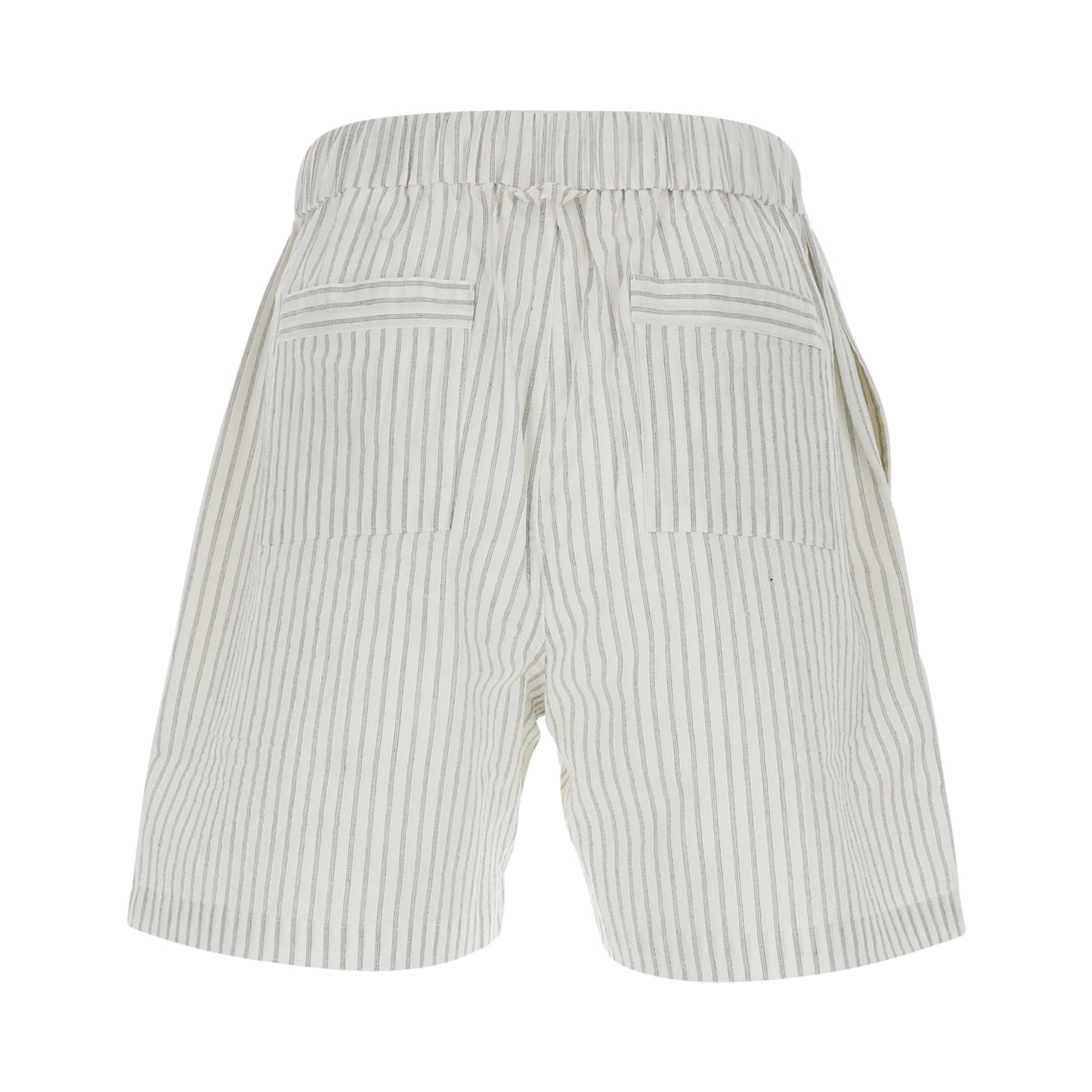 Grey Shorts with Elastic Waistband with Drawstring and All-Over Striped Motif in Cotton for Men