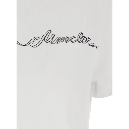 White Crew Neck T-Shirt with Logo Print on the Front in Cotton for Women