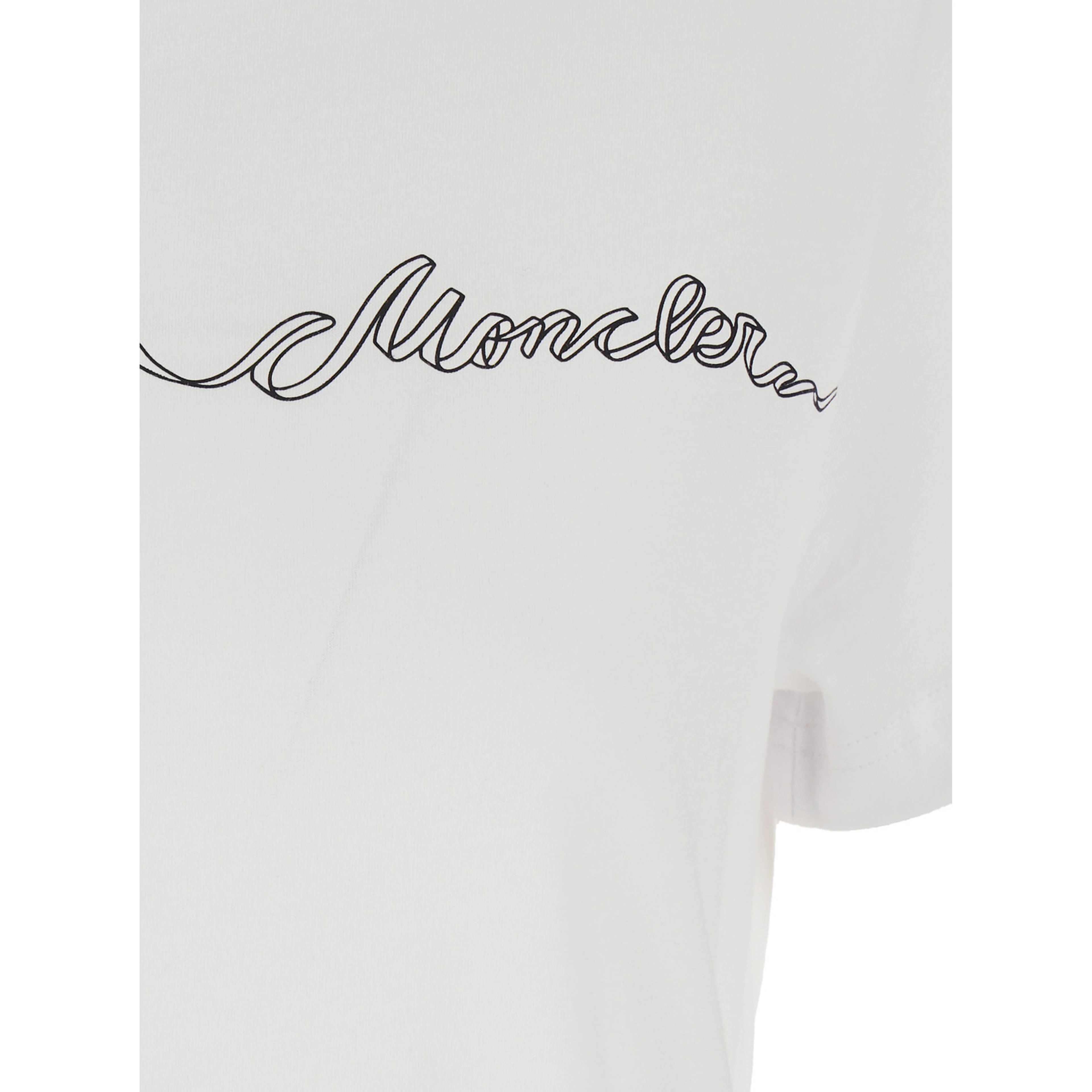 White Crew Neck T-Shirt with Logo Print on the Front in Cotton for Women