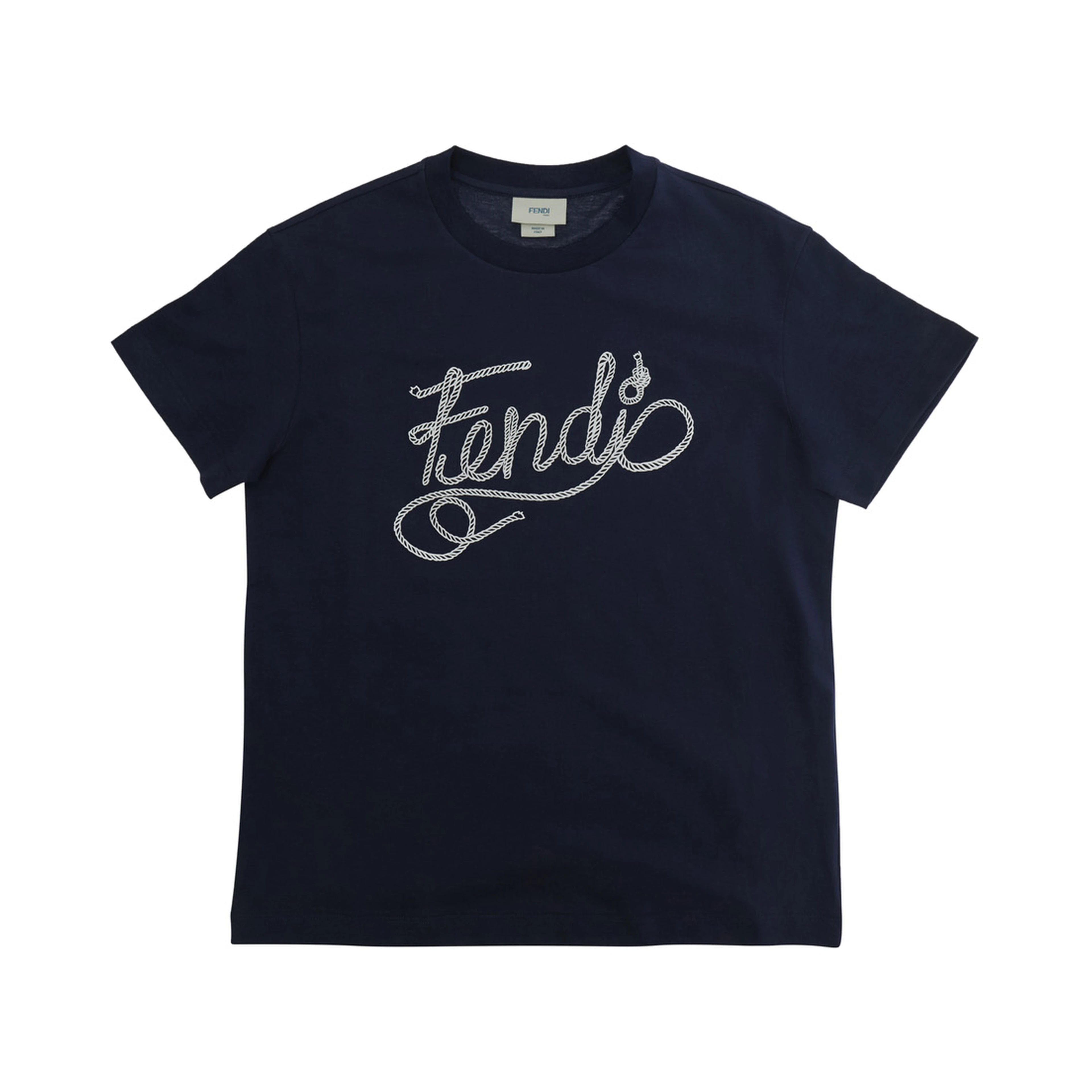 Blue Crew neck T-shirt with large logo on the front in cotton boy