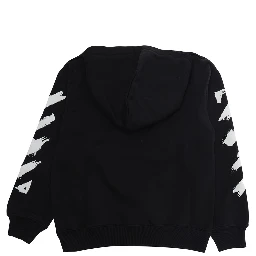 Black Hoodie with Printed Logo in Cotton Boy