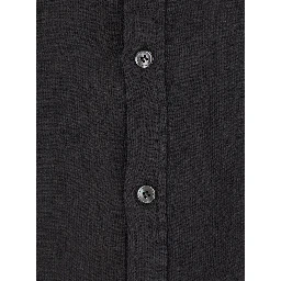 Gray Oversized Shirt with Button-Down Collar in Linen for Men