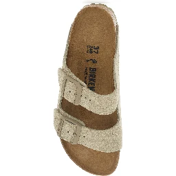 Arizona Beige Sandals with Rounded Toe and Buckle Closure in Suede for Men